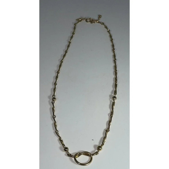 Emmons Gold Tone Chain Love Knot Necklace 16.5”‎ To 18” - Picture 2 of 3